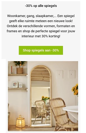 30% korting op alle spiegels