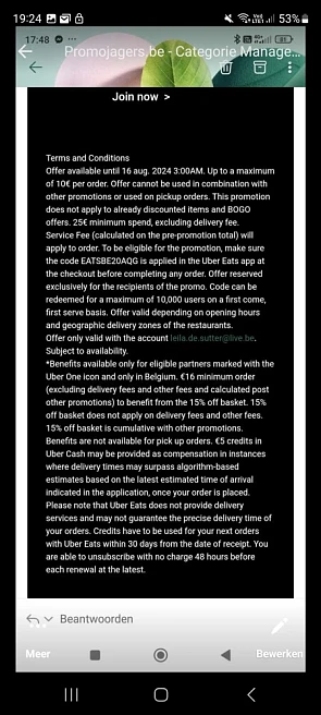 Uber Eats 20%