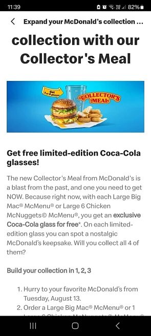 Gratis limited edition glas bij Mcdonalds