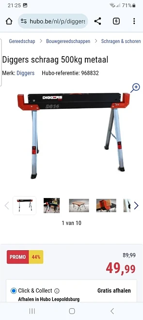 Diggers schraag 500kg metaal