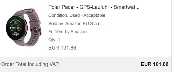 Polar Pacer paarse kleur aan 100,17 euro!