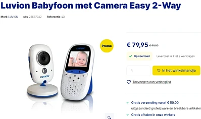 -19% Luvion Babyfoon met Camera Easy 2-Way bij SupraBazar