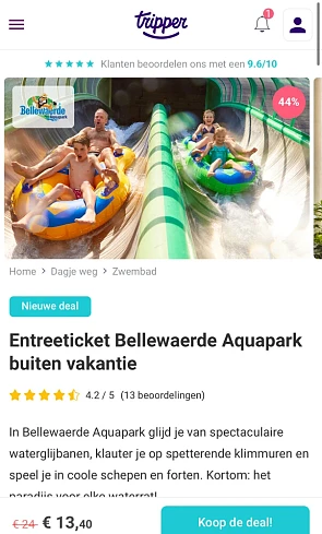 Entreeticket Bellewaerde Aquapark buiten vakantie