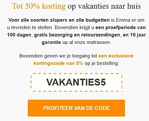 -5% extra korting op je bestelling bij Emma Matras