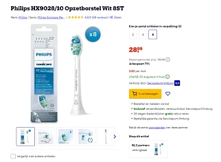 Philips HX9028/10 witte opzetborstels, 8 stuks - 71% korting op Bol.com