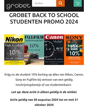 10% studentenkorting bij Foto Grobet 📷