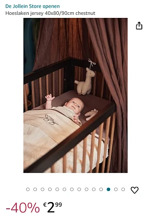 Hoeslaken baby 40x80