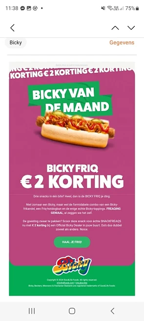 2€ korting op Bicky Friq
