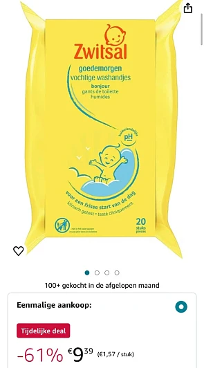 Zwitsal Goedemorgen Baby Vochtige Washandjes