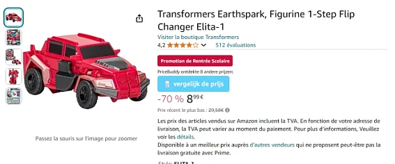 Transformers Earthspark avec une remise de -70% sur Amazon FR