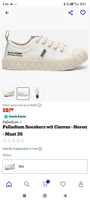 Palladium sneakers maat 31 en 35€ voor 19,99€!