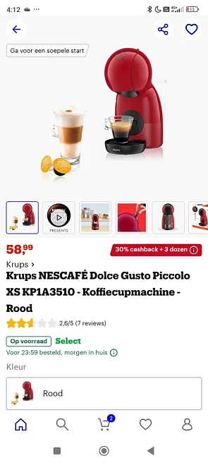 Krups koffiemachine 30% cashback+ 3 dozen capsules terugbetaald!