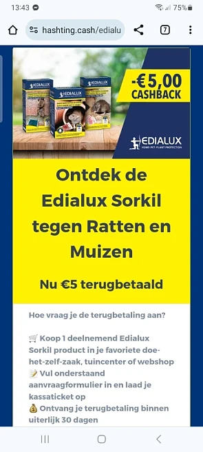 €5 cashback Edialux Sorkil
