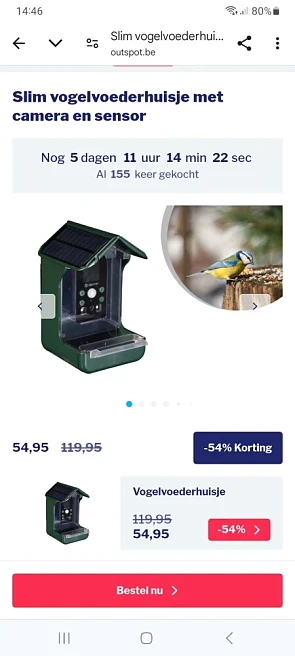 Slim vogelvoederhuisje met camera en sensor