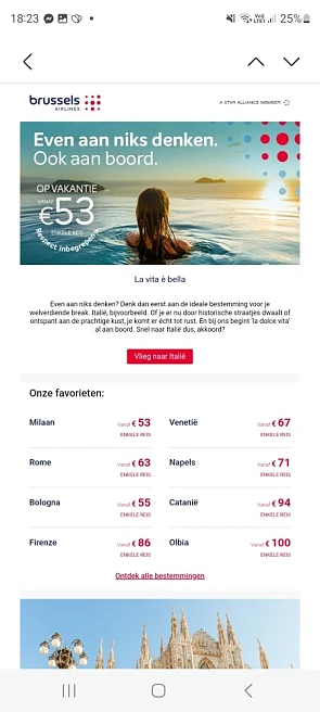 Milaan vanaf 53€ enkele reis met Brussels Airlines