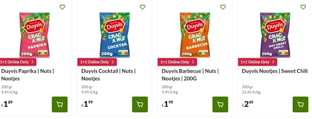 1+1 gratis Web Only deals bij Delhaize