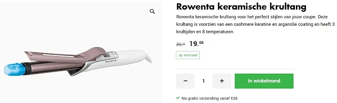 -52% Rowenta keramische krultang 👩‍🦱 Wibra