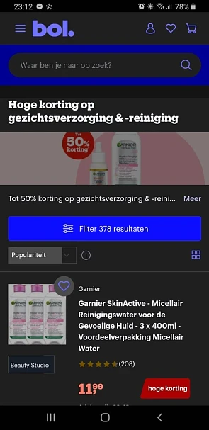 50% korting op gezichtsverzorging & -reiniging