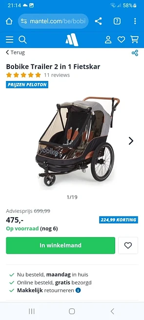 Bobike Trailer 2 in 1 Fietskar