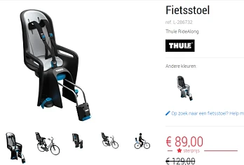 €89 Fietsstoel Thule RideAlong, Zwart bij Paradisio