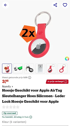 2 hoesjes voor Apple airtag voor 3,95€!