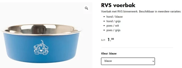 €1 RVS Voerbak, blauw bij Wibra (-50%)