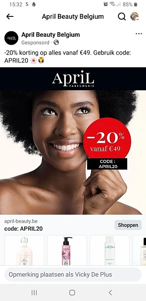 20% korting april beauty