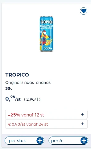 €0,68 voor Tropico blikjes 33cl 🦜 Collect&Go