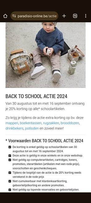 -20% op schoolartikelen bij Paradisio 📚