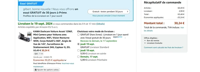 dashcam auto bij amazon fr