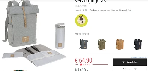 -48% op grijze verzorgingstas Lässig bij Paradisio 👍