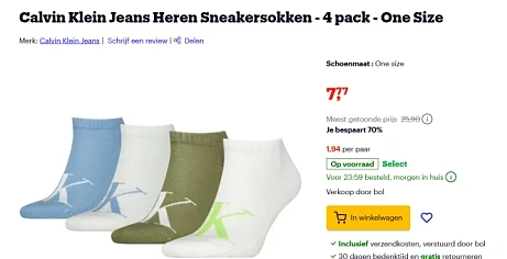 calvin klein sneaker sokken