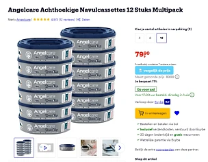 Angelcare 12 navulcassettes multipack - luieremmer DressUp 👶 €80 bij Bol