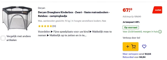 -48% op draagbare kinderbox/reisbed van Deryan 🛏️👶bij Bol