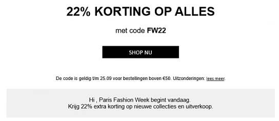 22% korting op alles bij MIINTO