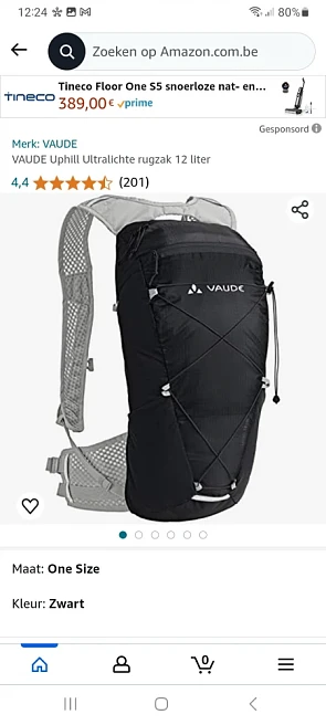 VAUDE Uphill Ultralichte rugzak 12 liter