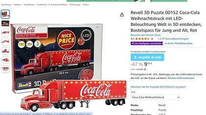 -66% Coca-Cola Truck & Trailer - LED Edition 3D Puzzel