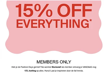 15% korting op alles bij Sacha