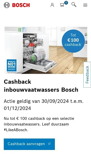 Cashback inbouwvaatwassers Bosch
