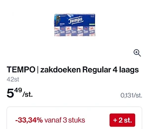 Colruyt tempo zakdoeken