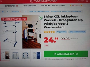Xxl inklapbaar wasrek -75% bij voordeelvanger