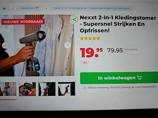 2 in 1 kledingstoomer -75% bij voordeelvanger