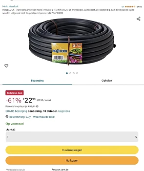 Aanvoerslang voor mini irrigatie