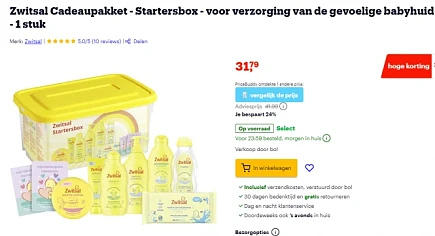 -24% startersbox Zwitsal bij Bol 👶
