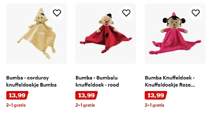 2+1 gratis Bumba knuffeldoekjes bij Bol 🎪