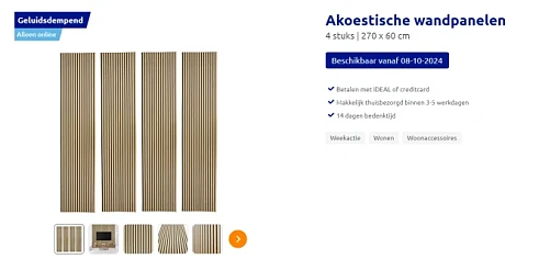 Set van 4 (!) akoestische wandpanelen voor 149 euro
