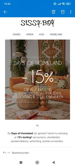 15% korting op diverse woon artikelen