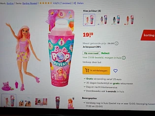 Barbie Pop! Reveal - Serie Fruit Aardbeienlimonade - Barbiepop -29%