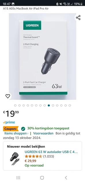 Ugreen usb autolader 12v