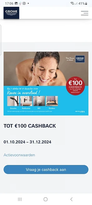 Tot €100 cashback GROHE